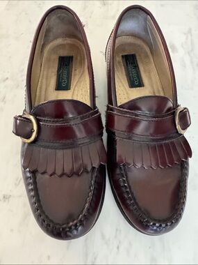 G.H. Bass & Co. Burgundy Leather Kiltie Buckle Loafers